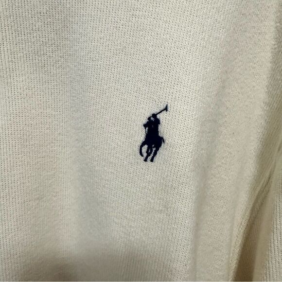 POLO RALPH LAUREN Men's Cotton Quarter Zip Pullover Ivory Size XL - Picture 3 of 4